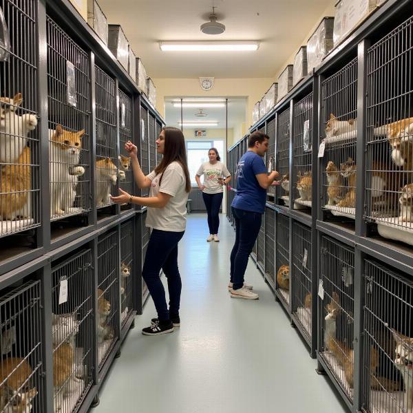 Refugio de animales en Sevilla con gatos esperando ser adoptados