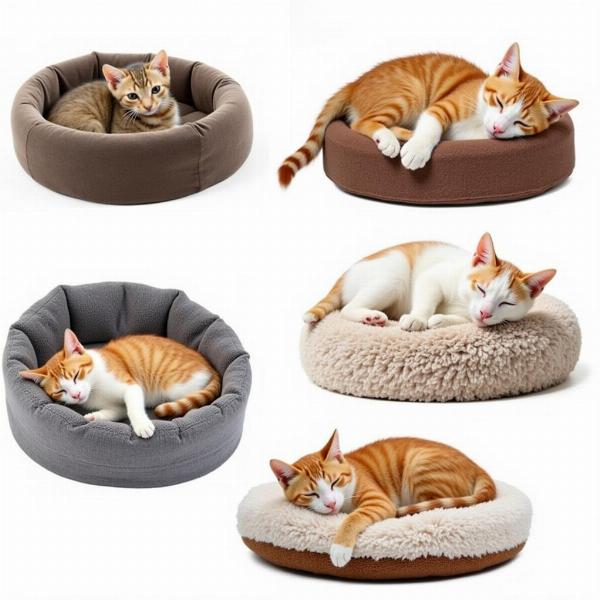 Gatos durmiendo plácidamente en almohadones suaves