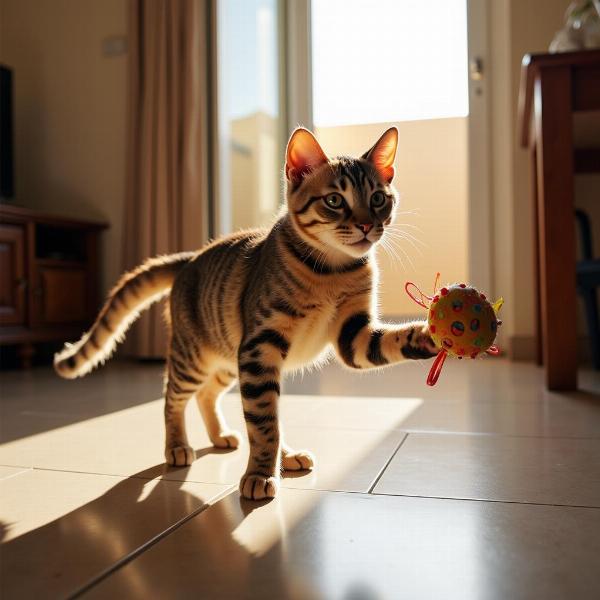 Gato jugando en un apartamento en Cabo de Gata