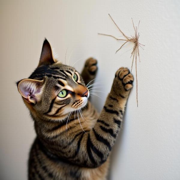 Gato arañando la pared por estrés