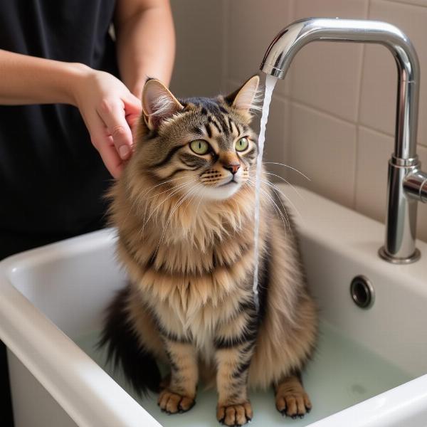 Bañar a un gato de pelo largo