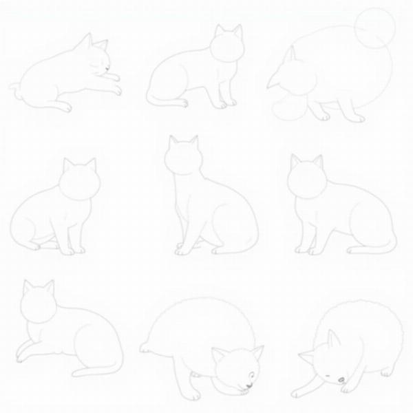 Bocetos básicos para dibujar un gato