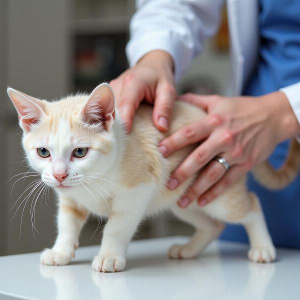 Veterinario examinando a un gato