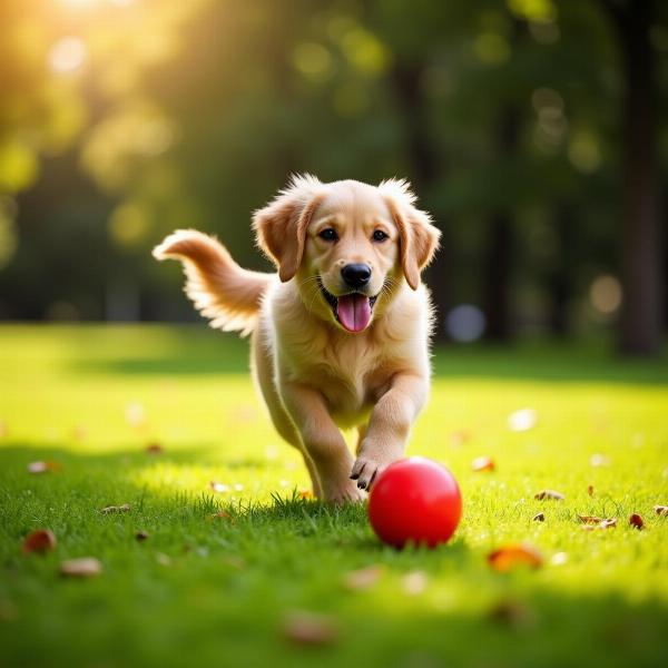 Cachorro Jugando con una Pelota