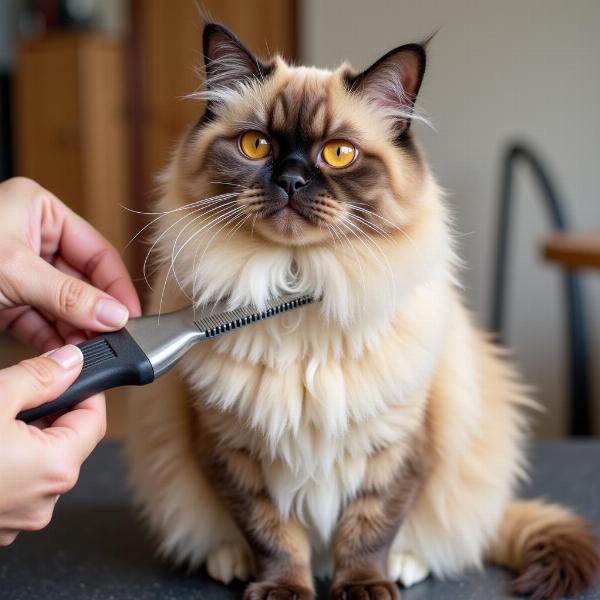 Cepillado Gato Chino de Pelo Largo