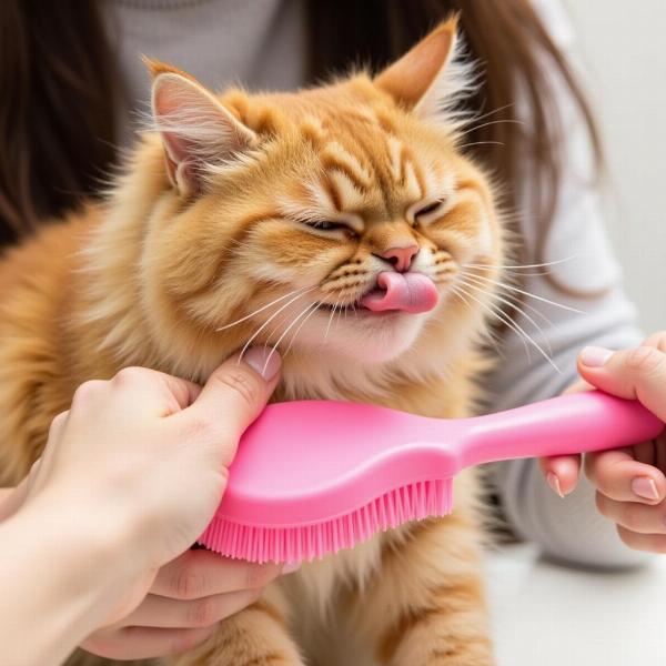 Cepillando un Gato con Pincel Sintético Lengua de Gato