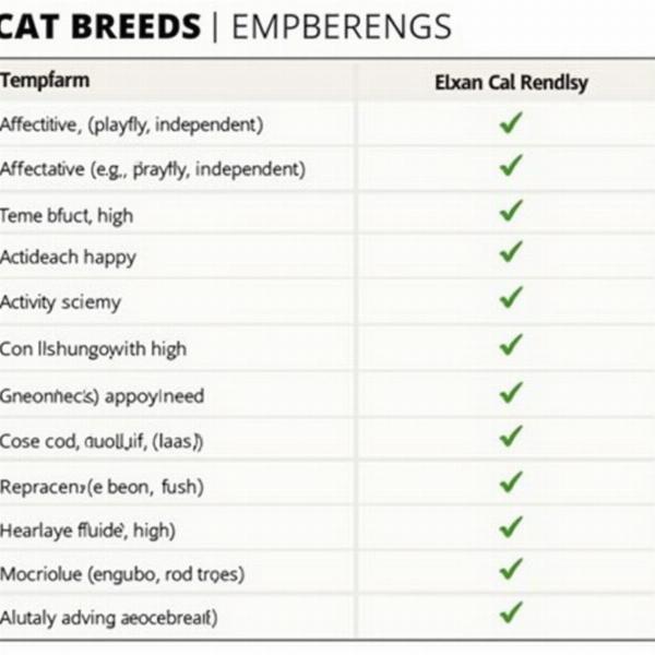 Cuadro comparativo de razas de gatos: Temperamento, nivel de actividad, cuidados