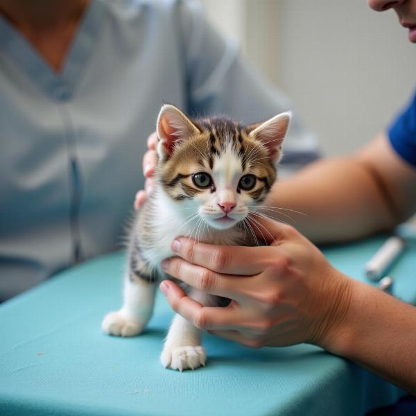 Desparasitación de gatos bebés por un veterinario