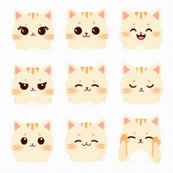 Dibujo de un gato kawaii: expresiones