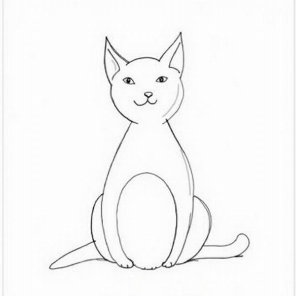 Dibujo de gato sencillo con formas básicas