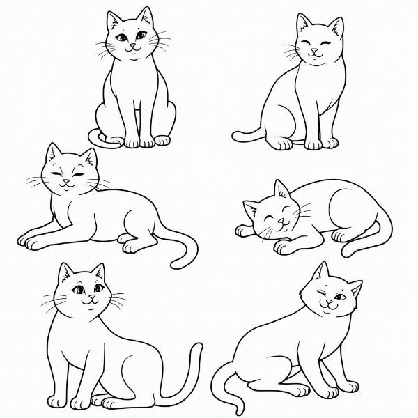 Dibujos de gatos para colorear sencillos