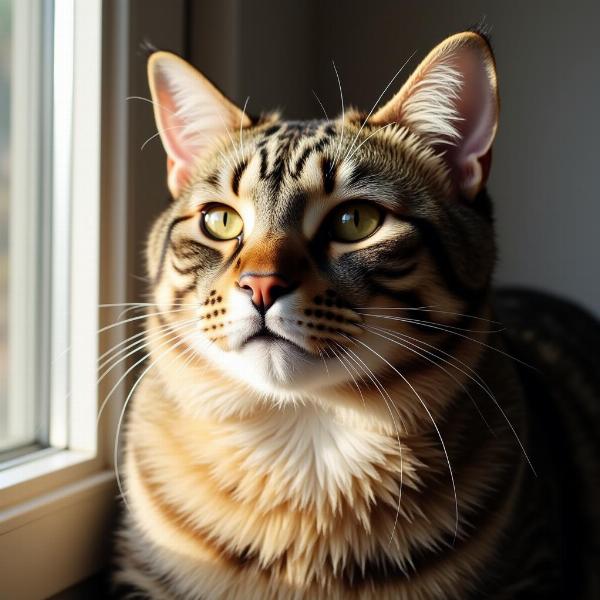 Foto de perfil de gato con iluminación natural