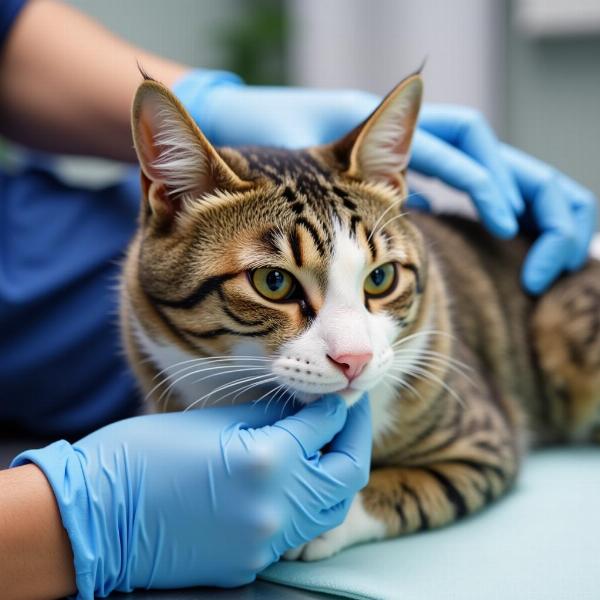 Gato recibiendo furosemida para insuficiencia cardíaca