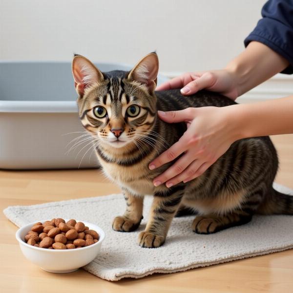 Cuidado esencial para la gata bar: cepillado, alimentación, arenero.