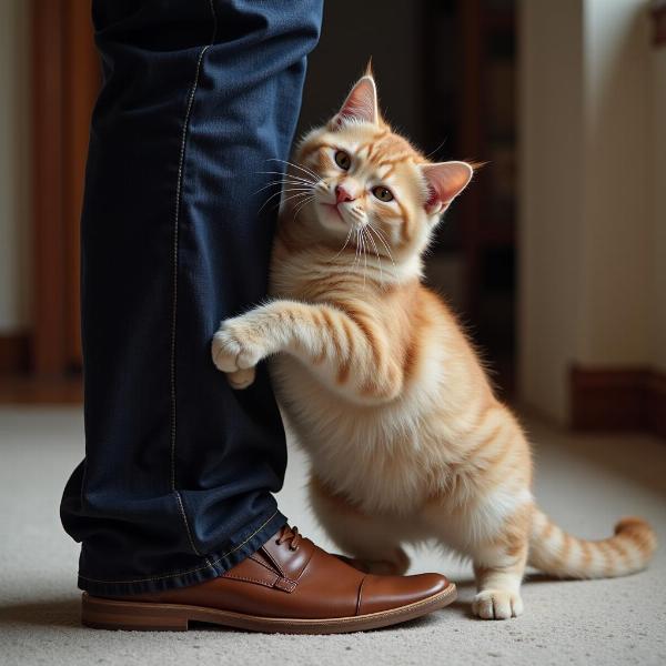 Gata maullando buscando la atención de su dueño