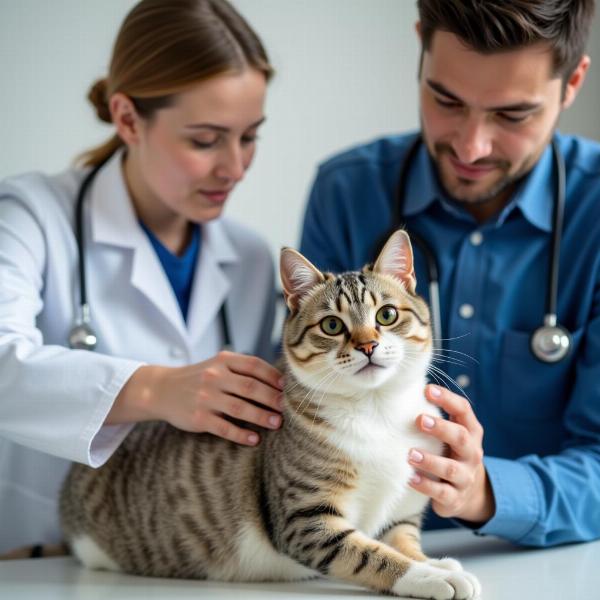 Gata recibiendo atención veterinaria