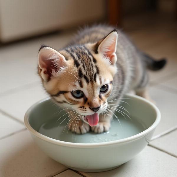 Gatito bebiendo agua fresca