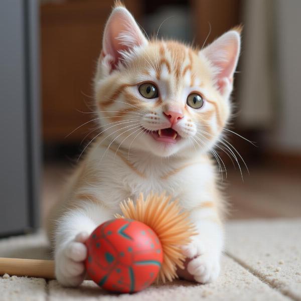 Gatito sano jugando