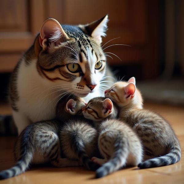 Gatitos bebiendo leche materna