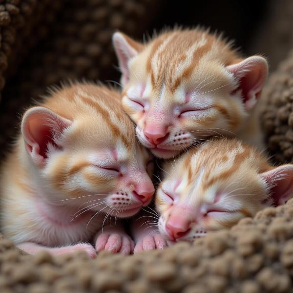 Gatitos recién nacidos con los ojos cerrados