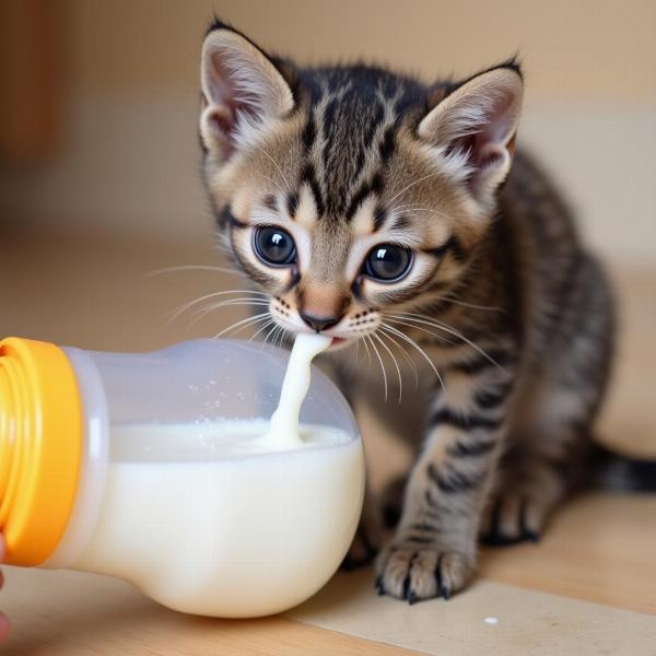 Gato Bebé con Biberón