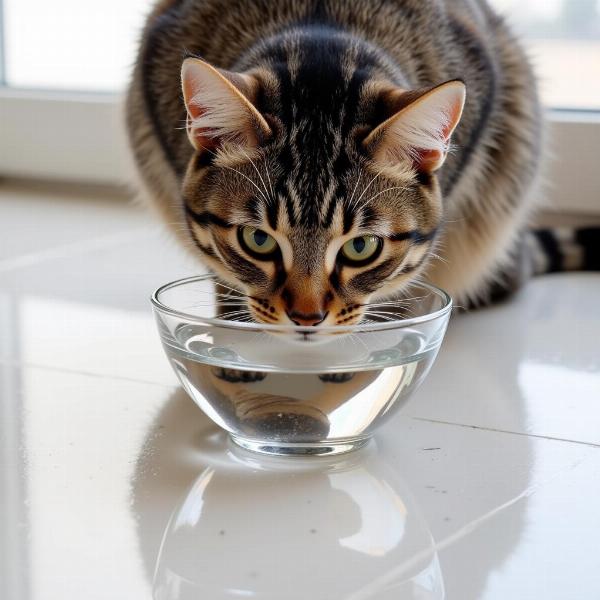 Gato bebiendo agua fresca