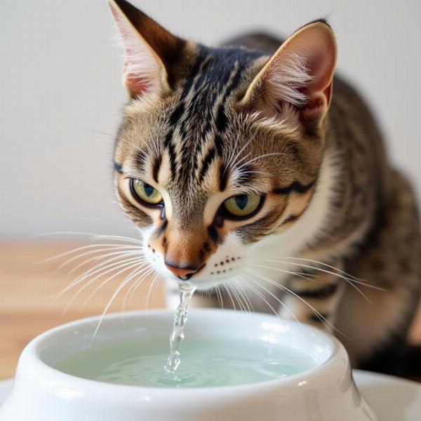 Gato bebiendo agua fresca