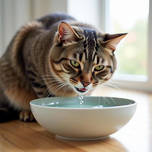 Gato bebiendo agua fresca