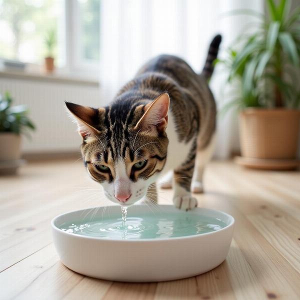 Gato bebiendo agua fresca