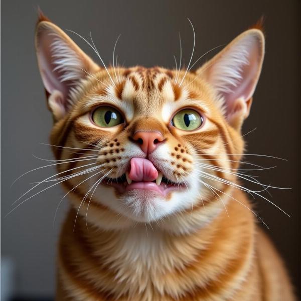 Gato tosiendo con bola de pelo en la garganta