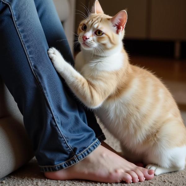 Gato buscando atención con caricias