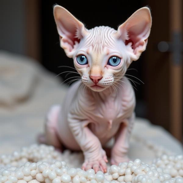 Gatito Sphynx con ojos azules