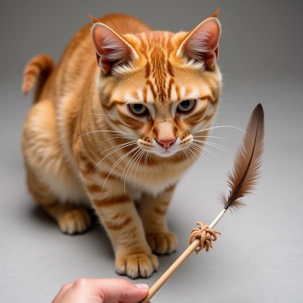 Gato Cazando una Pluma