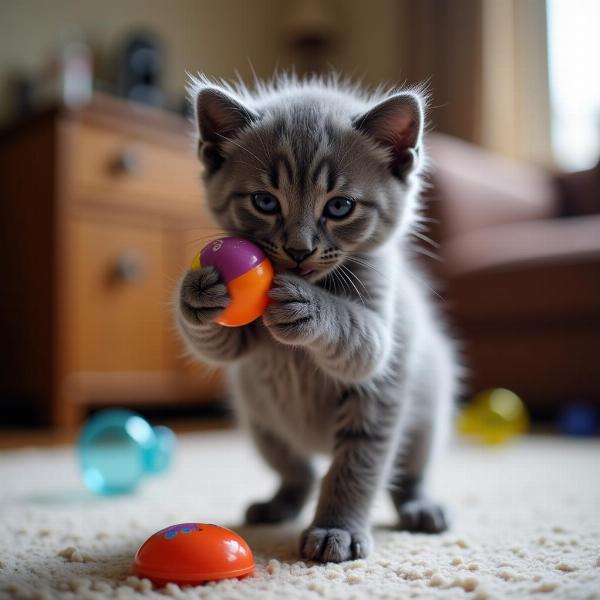 Gato Chartreux Jugando