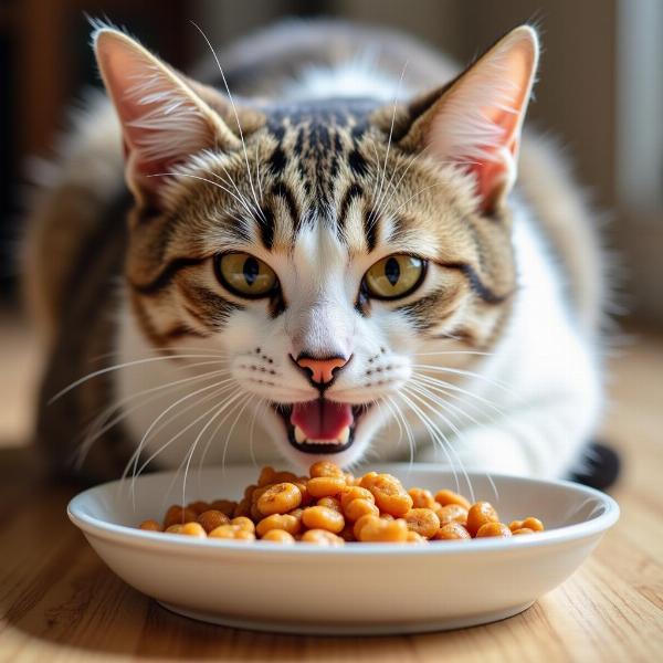 Gato Comiendo Alimento Casero