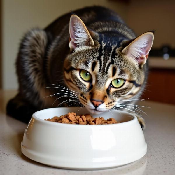 Gato comiendo alimento Nucat