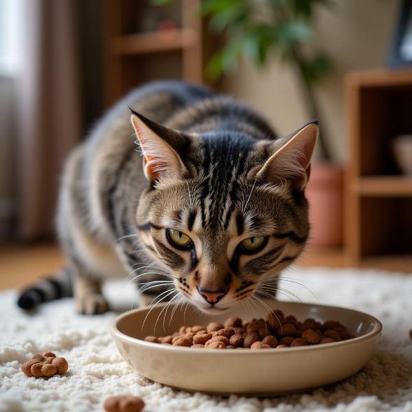 Gato Comiendo Pienso