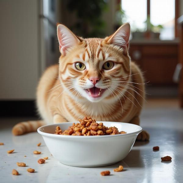 Un gato disfrutando de su pienso Ownat