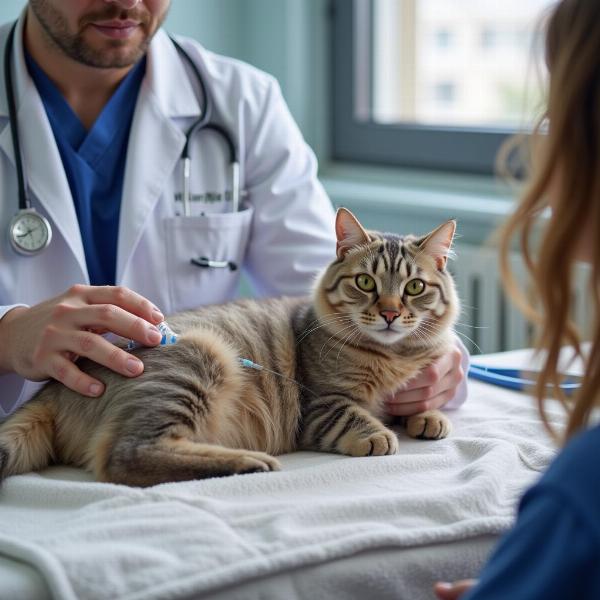 Gato Recibiendo Tratamiento para la Anemia