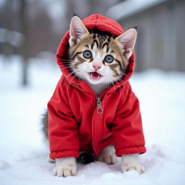 Gato con chamarra para el invierno