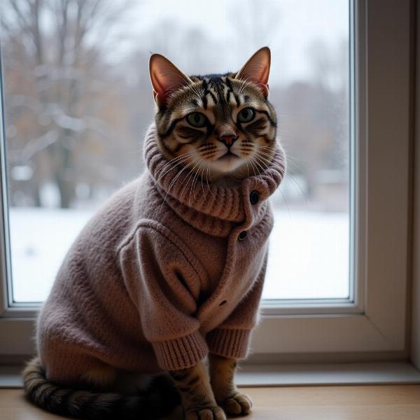 Gato con suéter para el invierno