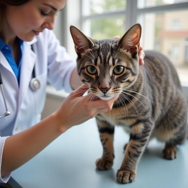 Gato en consulta veterinaria por problema de piel