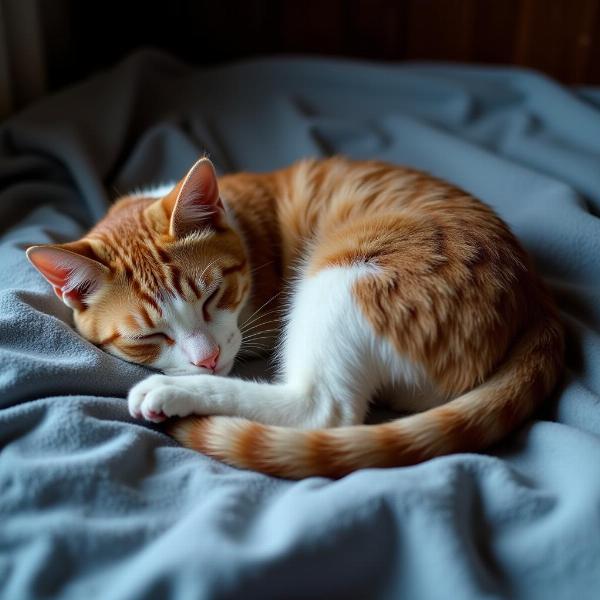 Gato durmiendo en forma de círculo