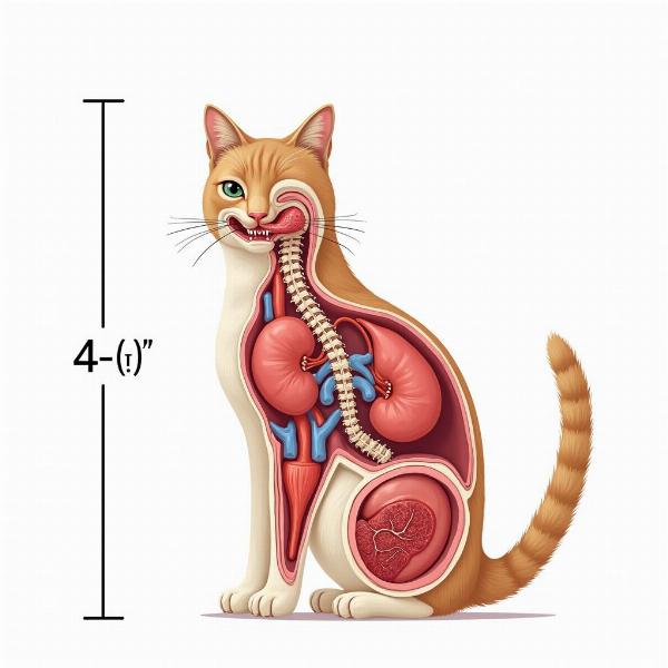 Órganos internos del gato a lo largo del eje Y