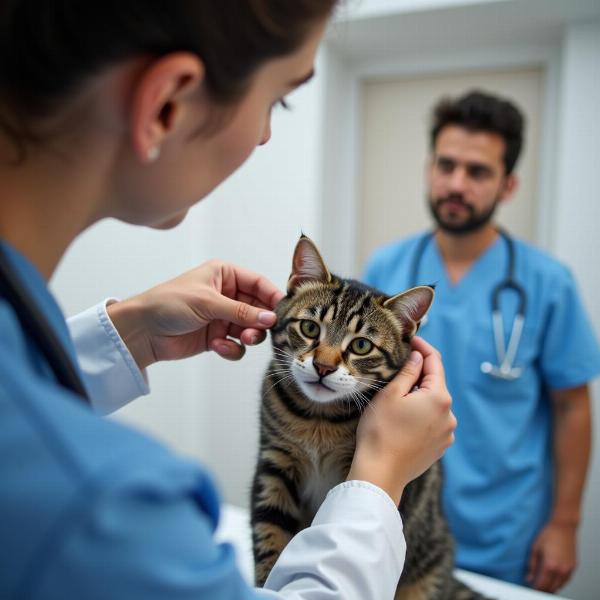 Gato enfermo en el veterinario