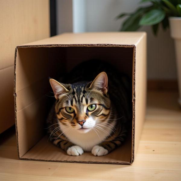 Gato Escondido En Una Caja