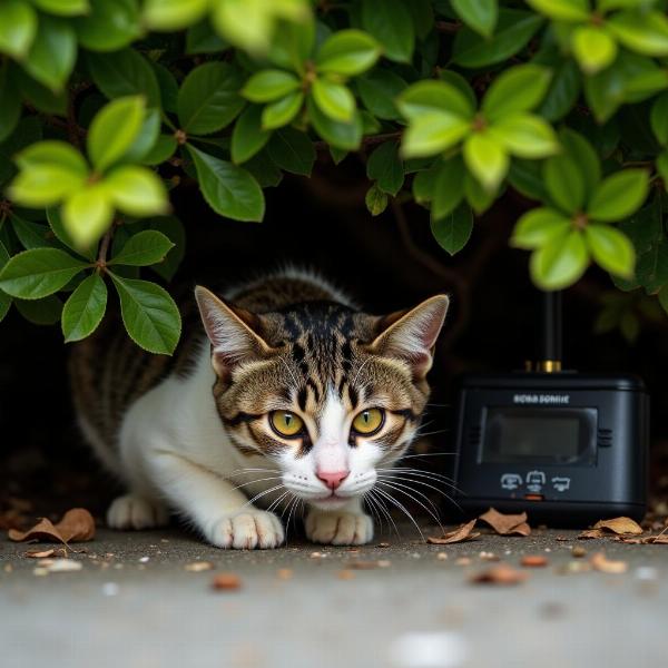 Gato estresado por aparato de ultrasonido