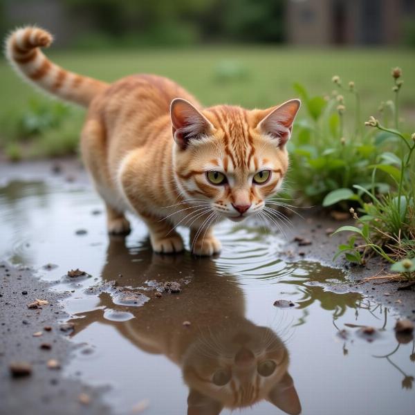 Gato evitando el agua