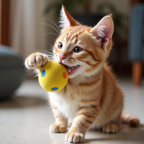 Gato inquieto jugando para liberar energía