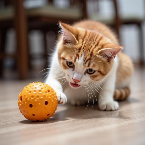 Gato jugando con un juguete